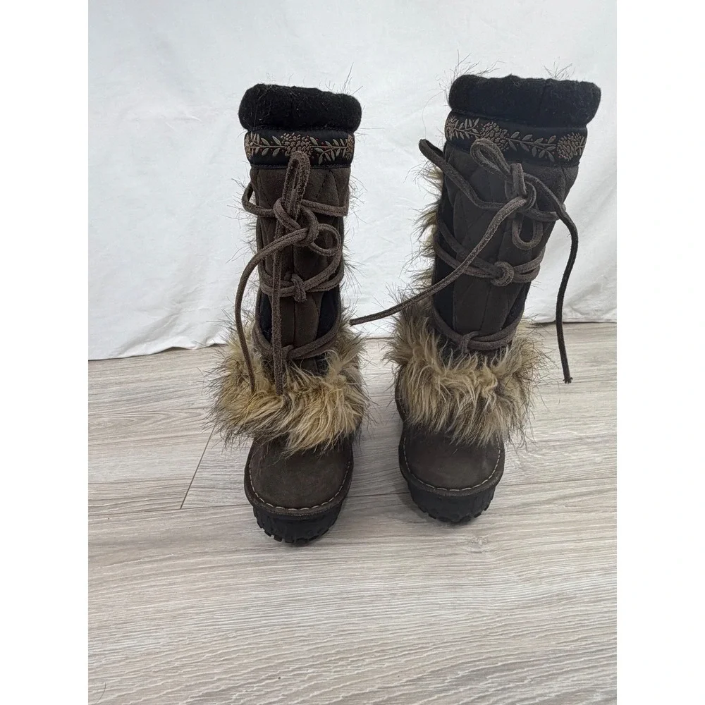 Sorel Sedna Brown Suede Faux Fur Thinsulate Winter Boots NL1461-231 Womens 7.5